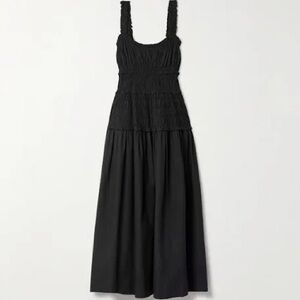 DÔEN Marianne shirred organic cotton-poplin midi dress Small